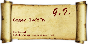 Goger Iván névjegykártya